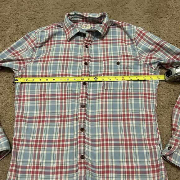 Faherty Red and Blue Plaid Casual Button Down Shirt - Picture 5 of 8